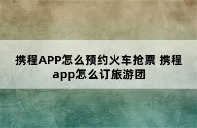 携程APP怎么预约火车抢票 携程app怎么订旅游团